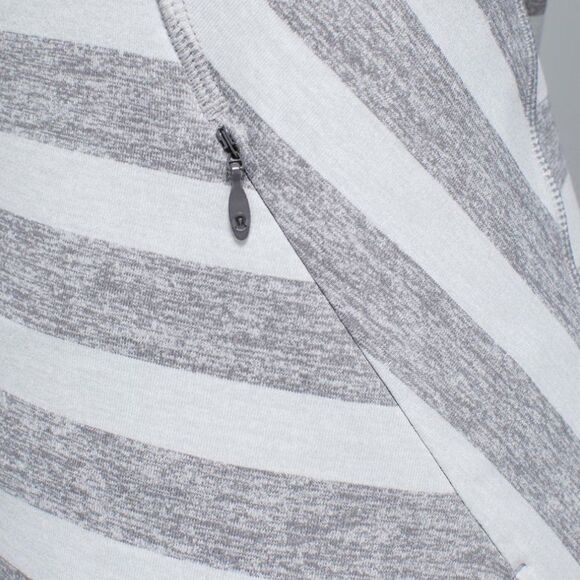 Lululemon Race Your Pace 1/2 Zip Marshmallow Stripe Heathered Slate Size 4 - Picture 13 of 14